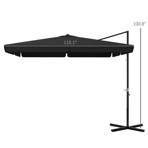 English Elm Outsunny 10' Square Cantilever Patio Umbrella With Adjustable Tilt, Crank Lift & Durable Aluminum Frame W2225P174272-GIGA