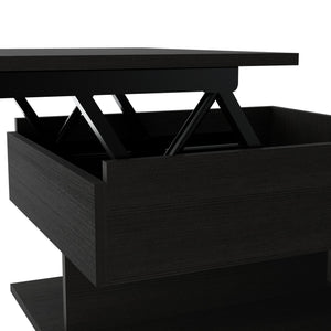 English Elm Portland Lift Top Coffee Table with Rolling Casters, Hidden Storage Compartment & Open Shelf Design Black 27 L x 25 W x 5 H B128P148965