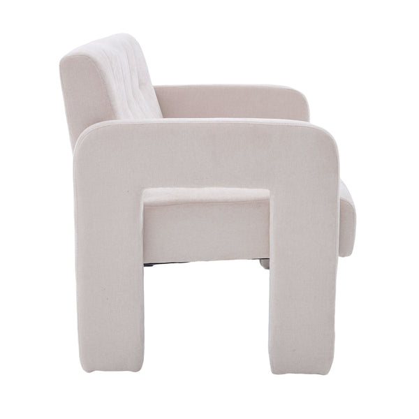English Elm Nordic Ergonomic Double Armchair Upholstered Chenille Two-Seater Sofa 550lb Capacity Compact Lounge Chair Beige W395P380531