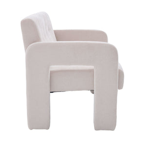 English Elm Nordic Ergonomic Double Armchair Upholstered Chenille Sofa 2-Seater Compact Lounge Chair 550LB Capacity Beige W395P380531
