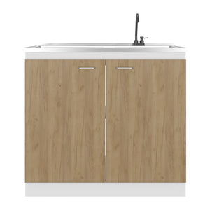 English Elm Extremo White Kitchen Pantry Cabinet with Twin Doors and Three Interior Shelves B128S00249