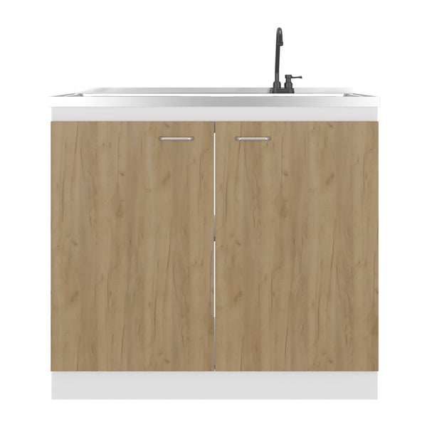 English Elm Extremo White Kitchen Pantry Cabinet with Twin Doors and Three Interior Shelves B128S00249