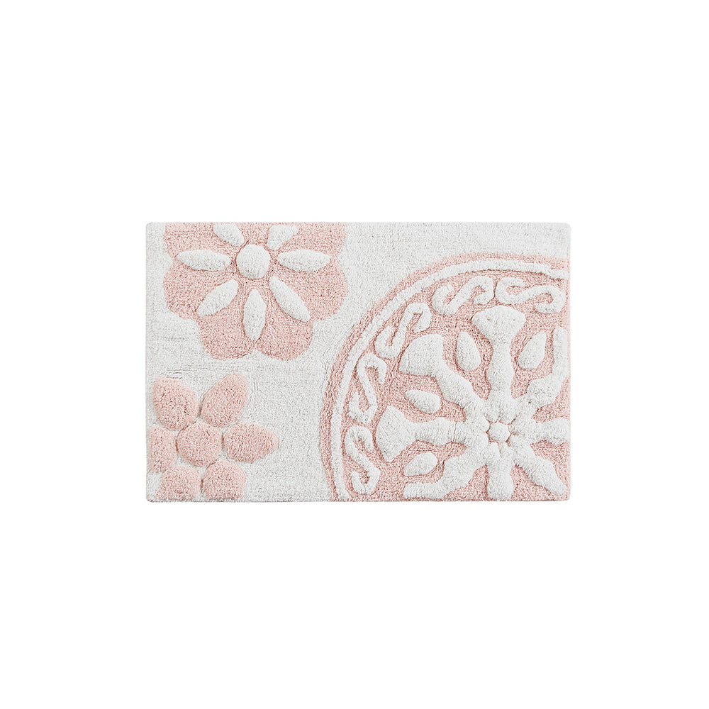 JLA Home Madison Park - Medallion Cotton Tufted Bath Rug with Plush Medallion Motif, Machine Washable, Soft Texture 25 L x 25 W x 0.5H MP72-4433