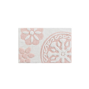 JLA Home Madison Park - Medallion Cotton Tufted Bath Rug with Plush Medallion Motif, Machine Washable, Soft Texture 25 L x 25 W x 0.5H MP72-4433
