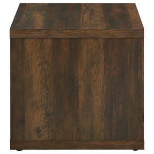 English Elm Flint Dark Pine Square End Table with Durable Melamine Finish, Modern Cubic Design for Living Spaces B062P299835