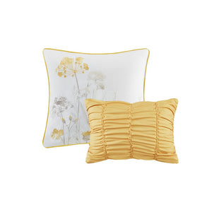 English Elm 5 Piece Seersucker Comforter Set with Throw Pillows Floral Cottage Farmhouse Microfiber Hypoallergenic Yellow 18.9 L x 23.62 W x 9.06 H B035P148357