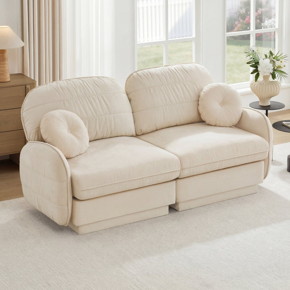 English Elm Chenille Cloud Loveseat with Quilted Back Pillows Deep Seat Comfort for Living Room W714S01747