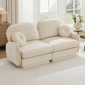 English Elm Chenille Cloud Loveseat with Quilted Back Pillows Deep Seat Comfort for Living Room W714S01747