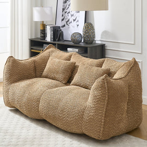 English Elm Soft Plush Foam Beanbag Chair for Two People, Square Recliner Sofa With Superfiber Comfort Embrace Coffee W1996P252275