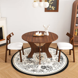 English Elm 43 Inch Foldable Mdf Dining Set with Pu Cushioned Solid Wood Chairs Space Saving Walnut W2700S00114