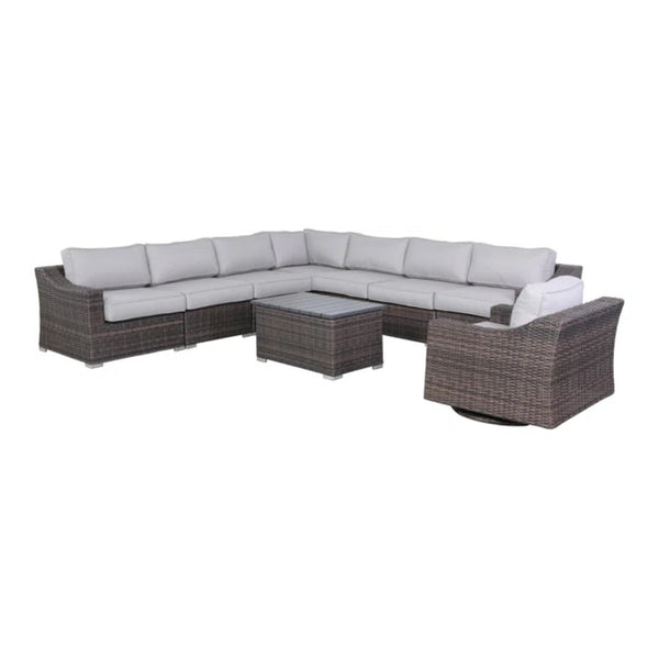 English Elm Outdoor 7-Person Wicker Sectional Set – Pre-Assembled, Plush Cushions, Modular Design For Comfort B120S00108-GIGA