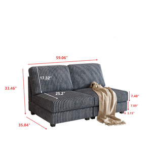 English Elm Double-seater Corduroy Sofa with Coil Spring Support for Casual Living Rooms Gray W1793P248666