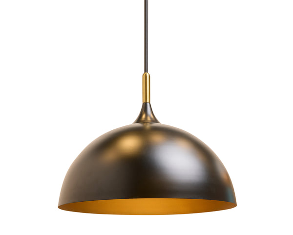 Sunpan Lohn Pendant Light - Chic Dome Design with Elegant Gold Interior for Modern Home Decor Appeal Matte Black