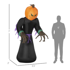 English Elm Halloween Inflatable Reaper Pumpkin Yard Display with Built-in Leds for Spooky Nights T3971P382735