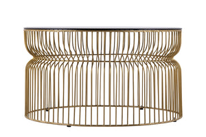 English Elm CT901 Modern round 30" coffee table with tinted tempered glass top and open metal frame for style and durability Gold B009P306192