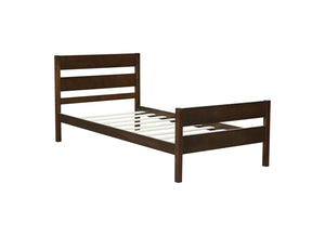 English Elm Twin Minimalist Rubberwood Bed with Headboard & Footboard, Space-Saving Underbed Storage, Durable Slatted Frame Espresso W504P262994