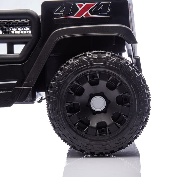 English Elm 24v Kids Ride on Car with Parental Remote Four Wheel Suspension Led Lights Bluetooth Black W1578P235080