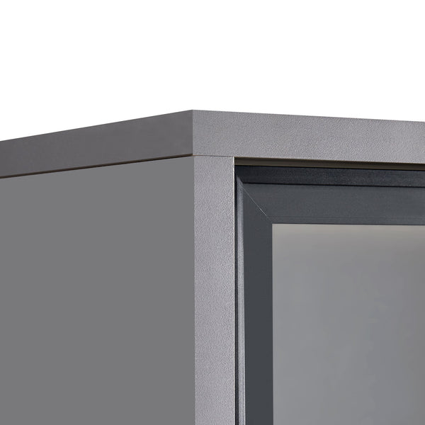 English Elm 60.6'' Contemporary Display Cabinet with LED Lighting, Tempered Glass Doors, Adjustable Shelves & Drawers - Grey, Modern Freestanding Storage for Living Room, Office, Kitchen N845P261799E