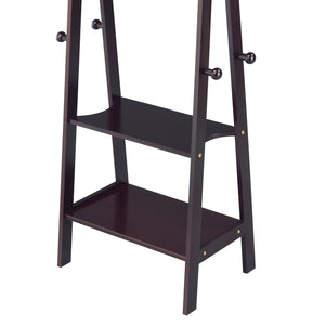 English Elm 59" Tall Standing Garment Rack with 75 lb Coat Rod, Multi-Shelf Organizer and Knob Hooks for Entryway Espresso B072115916