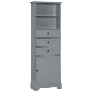 English Elm Gray Tall Storage Cabinet with 3 Drawers, Adjustable Shelves, Anti-Dump Device for Bathroom Office Home Organizing 42x23.75x6.5 WF323347AAE