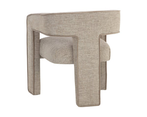 Sunpan Krasner Dining Armchair - Modern Design with Rhapsody Sand Upholstery & Mocha Contrast Piping