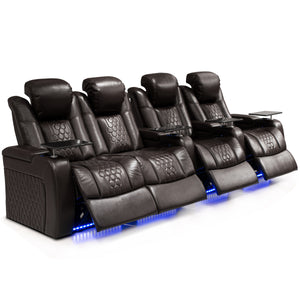 English Elm 124.4"power Reclining Sectional Nappa Leather Home Theater with Rgb Led Lighting W3819S00106