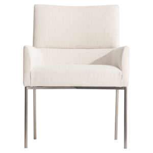 Bernhardt Bernhardt Sereno Arm Chair With Brushed Stainless Steel Base, Tapered Arms, Tailored Fabric Comfort 329542