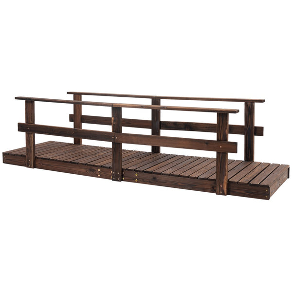 English Elm Outsunny 7' Wooden Garden Bridge With Safety Rails - Charming Footbridge For Ponds, Streams & Walkways W2225P174529-GIGA