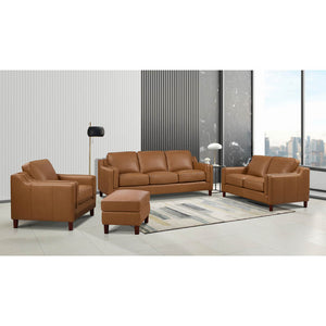 English Elm Bella Leather Sofa with Double-Sloped Track Arms, Sewn-In Cushions, Self-Welting, Timeless Charm B2705P326709