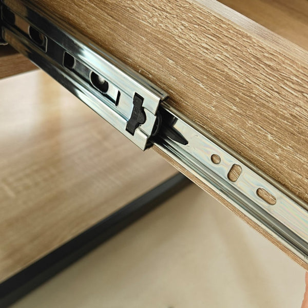 English Elm Set Of 2 Modern End Tables With Drawer - Industrial Style Nightstands For Stylish Storage & Decor W241P246921-GIGA