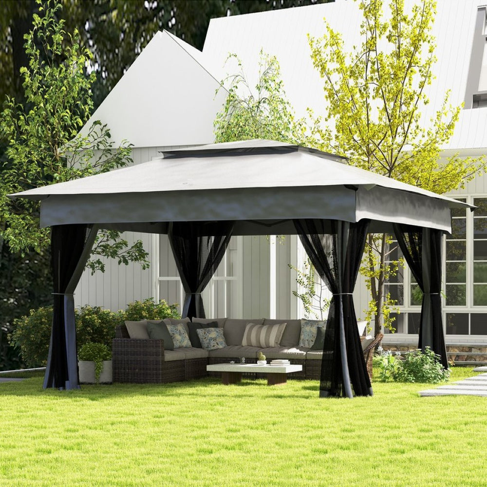 English Elm Outsunny 11' X 11' Instant Pop-Up Canopy With Removable Netting For Backyard Events & Outdoor Fun W2225P200730-GIGA