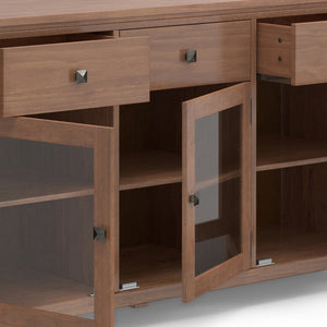 English Elm Cosmopolitan Sideboard Buffet - Handcrafted Medium Saddle Brown With Modern Design & Storage Solutions B136P158548