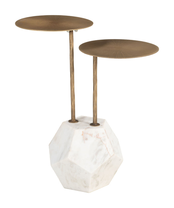 Zuo Modern Anten Side Table In Brass & White – Elegant Marble Top With Durable Iron Frame For Modern Spaces Brass Iron,Natural Marble 110607-zuo-modern