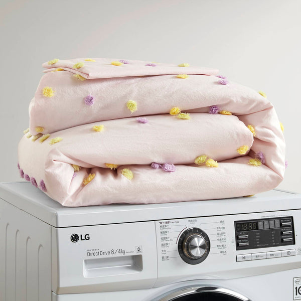 English Elm 5PCS Cotton Sateen Duvet Set Full/Queen with 300TC Printed Face, 2 Shams & 2 Decorative Pillows, Breathable Comfort Pink 22.83 L x 20.87 W x 9.84 H B035P341217