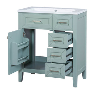 English Elm 30" Green Bathroom Vanity With Sink Combo - Modern Design, Solid Wood, Ample Storage & Easy Install N725S999222F