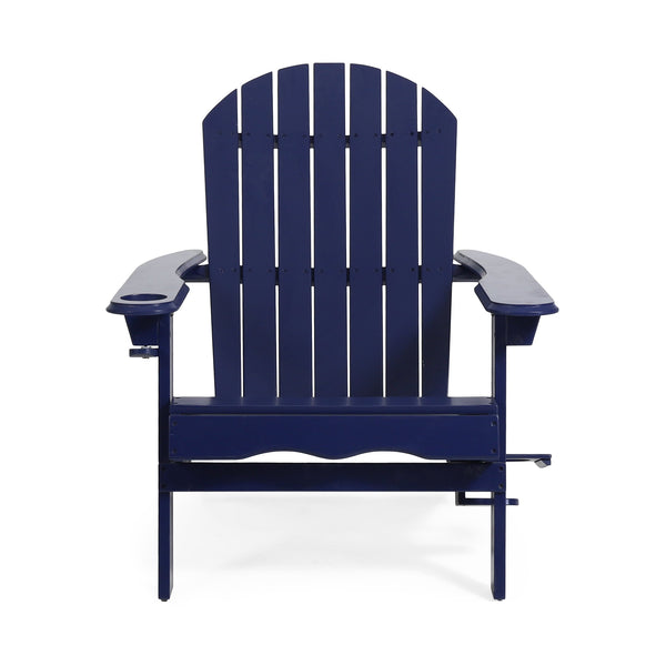 English Elm Christopher Knight Home® - BELLWOOD Adirondack Chair with Folding Design, Rustic Outdoor Wood Seat, Built-In Cup Holder Comfort Blue 37.75 L x 26.75 W x 8.5 H 68940.00BLU