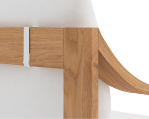 Sunpan Tahiti Outdoor Dining Armchair - Modern Teak Design with Durable Stinson White Fabric & Eco-Friendly Features