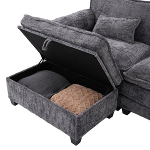 English Elm United Oversized 112" Modular Sectional Sofa - Cloud Couch With Storage Ottoman & Usb Charging Ports W1568S00189-GIGA