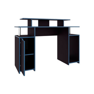 English Elm Arimo Ergonomic Gaming Desk with Large Top, Cabinet & CPU Stand — Durable Black Office Workstation B092P306235