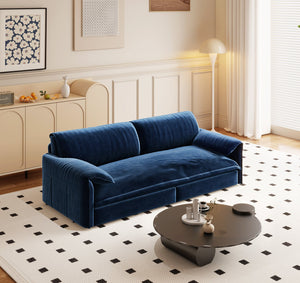 English Elm 66" Queen Sleeper Loveseat Velvet Convertible Sofa with Built-in Side Storage for Living Room Blue W1885S00326