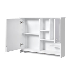 English Elm 36 Inch Wall Mounted Medicine Cabinet with HD Mirror, Adjustable Shelves, Towel Hooks, Modern Style White N710P254924K