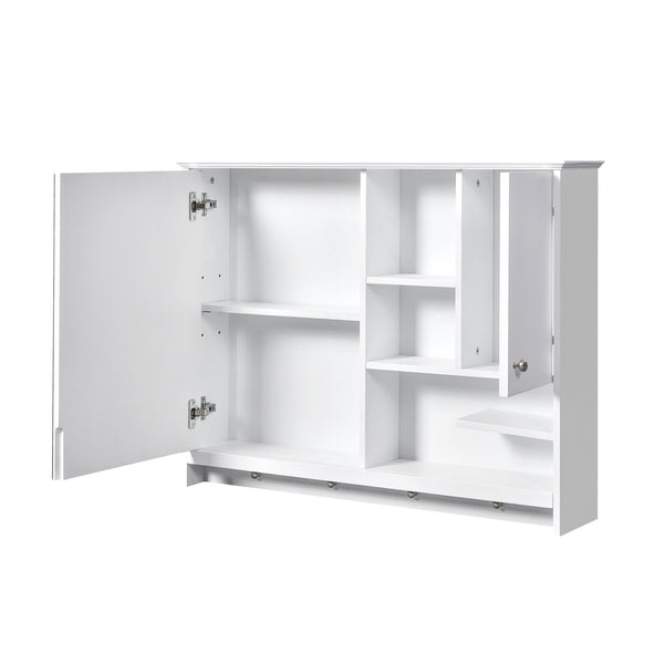 English Elm 36 Inch Wall Mounted Medicine Cabinet with HD Mirror, Adjustable Shelves, Towel Hooks, Modern Style White N710P254924K