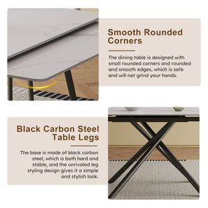 English Elm Retractable Sintered Stone Dining Table Set With Chairs – Modern Design, Durable, Space-Saving Elegance W509S00126-GIGA