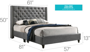 English Elm Elegant Tufted Queen Bed Frame with Adjustable Headboard, Support Slats & Durable Legs for Comfort and Style Gray 8 L x 59 W x 28 H B078118278