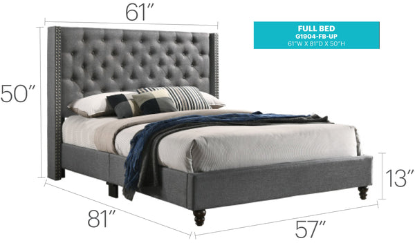 English Elm Elegant Tufted Queen Bed Frame with Adjustable Headboard, Support Slats & Durable Legs for Comfort and Style Gray 8 L x 59 W x 28 H B078118278