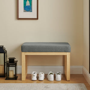 English Elm Shoe-changing Bench Solid Wood Frame Loop Yarn Cushion Compact Entryway Seat Dark Gray W487P384369