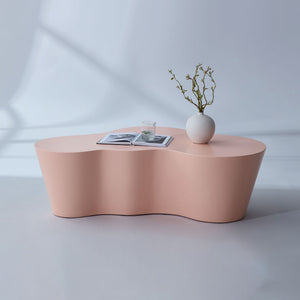 English Elm 50 Inch Sculptural Fiberglass Coffee Table Ready to Use Focal Point for Modern Living Rooms Pink W876P452392