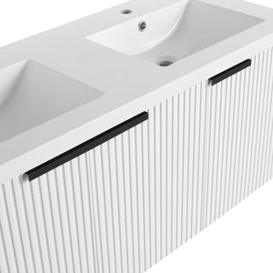 English Elm 48" Modern Wall-Mounted Bathroom Vanity With Resin Double Sink & Soft-Close Doors For Stylish Storage P2 W999S00352-GIGA