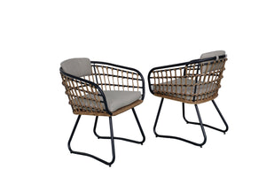 English Elm 7-piece Outdoor Wicker Dining Set Scandinavian Steel Frame Acacia Wood Grain Table W3990S00002