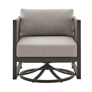 English Elm Mareike Outdoor Swivel Glider Chair Rust Proof Aluminum Frame Patio Lounge Seating Brown B2736P464907